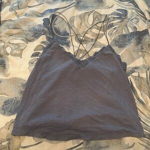 Grey blue lace tank top